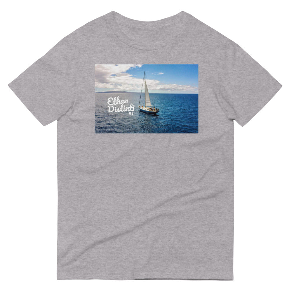 Yacht On The Blue - Heather Grey - Unisex Short-Sleeve T-Shirt