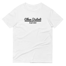 Load image into Gallery viewer, Ethan Distinti Est.1981 - White With Black Text - Unisex Short-Sleeve T-Shirt
