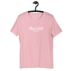 Ethan Distinti Est.1981 - Pink With White Text - Short-Sleeve Unisex T-Shirt