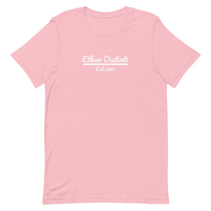 Ethan Distinti Est.1981 - Pink With White Text - Short-Sleeve Unisex T-Shirt