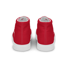 Load image into Gallery viewer, EDW - Red - White Text - Women’s High Top Canvas Sneakers
