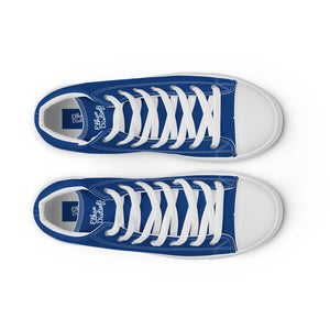 EDW - Royal Blue - White Text - Women’s high top canvas sneakers