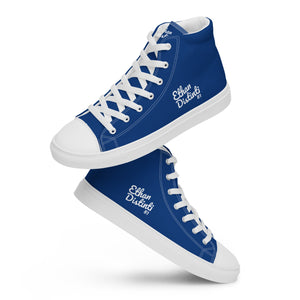 EDW - Royal Blue - White Text - Women’s high top canvas sneakers