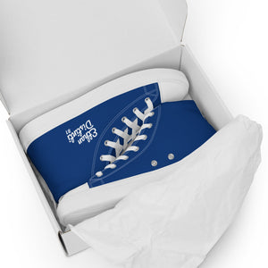 EDW - Royal Blue - White Text - Women’s high top canvas sneakers