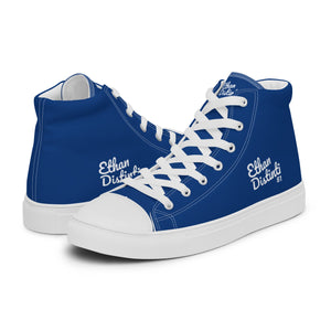 EDW - Royal Blue - White Text - Women’s high top canvas sneakers