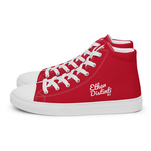 EDW - Red - White Text - Women’s High Top Canvas Sneakers