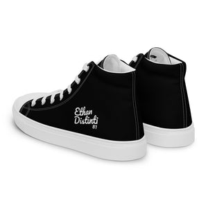 EDW - Black - White Text - Women’s High Top Canvas Sneakers