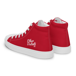 EDW - Red - White Text - Women’s High Top Canvas Sneakers