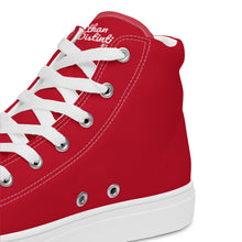 Load image into Gallery viewer, EDW - Red - White Text - Women’s High Top Canvas Sneakers
