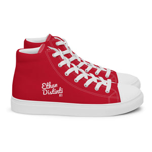 EDW - Red - White Text - Women’s High Top Canvas Sneakers