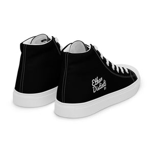 EDW - Black - White Text - Women’s High Top Canvas Sneakers