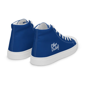 EDW - Royal Blue - White Text - Women’s high top canvas sneakers