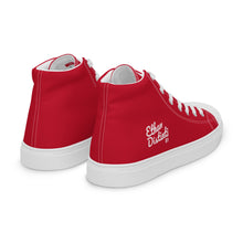 Load image into Gallery viewer, EDW - Red - White Text - Women’s High Top Canvas Sneakers
