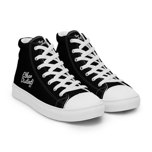 EDW - Black - White Text - Women’s High Top Canvas Sneakers